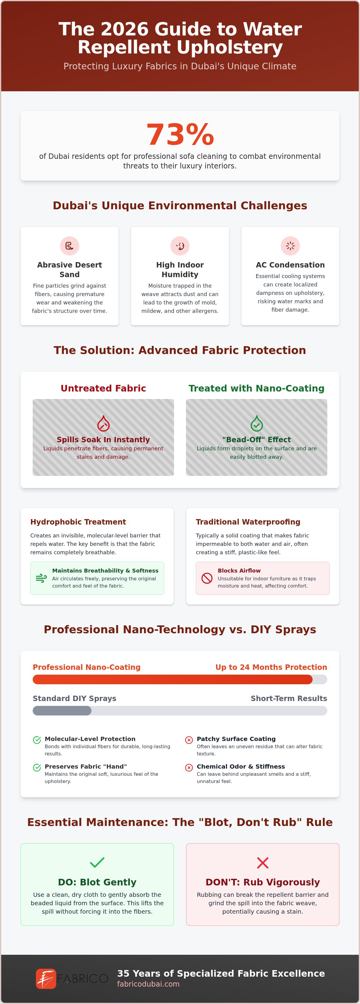 Water Repellent Upholstery Treatment Dubai: The 2026 Guide to Fabric Longevity